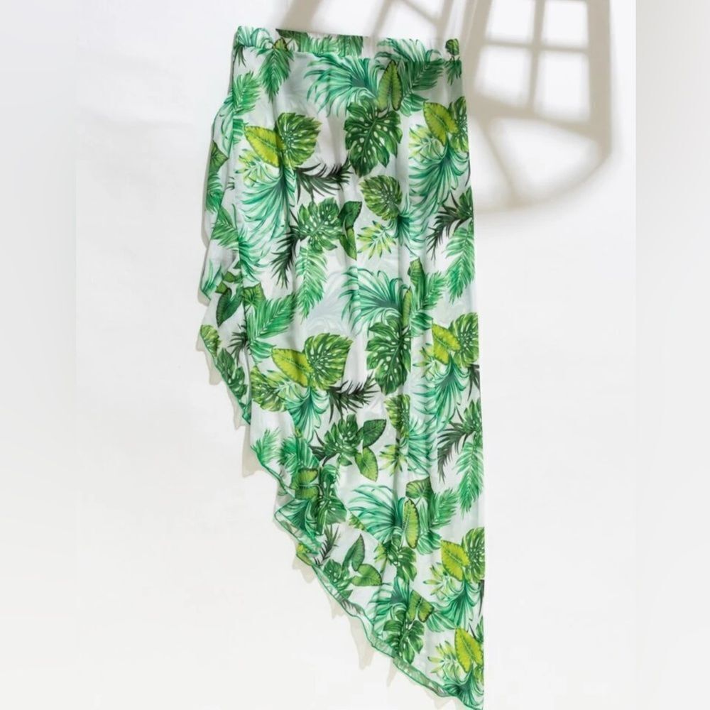 Tropical Ruffle Hem Cover Up, Size Large - Picture 2 of 13